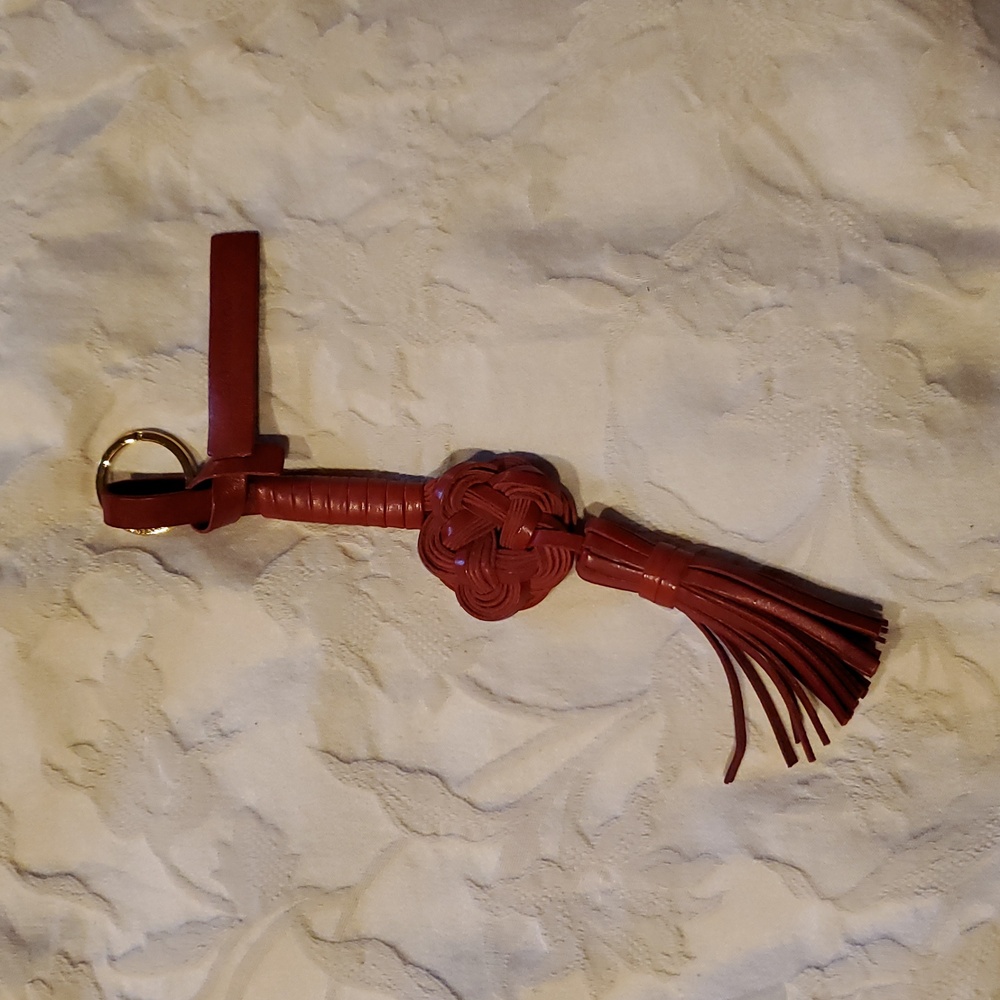 Balenciaga Red Leather Tassel Keychain